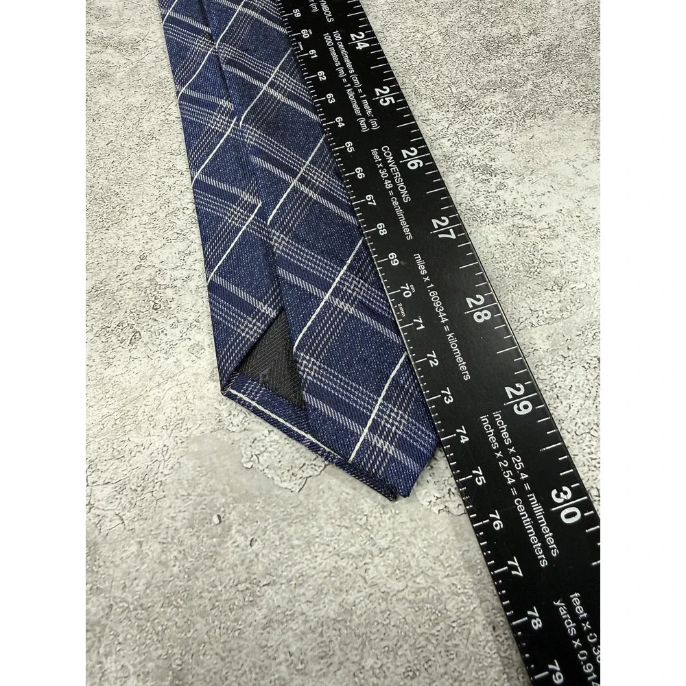 Bruno Piattelli Silk Tie Mens One Size Blue Plaid Slim Made In China Necktie‎